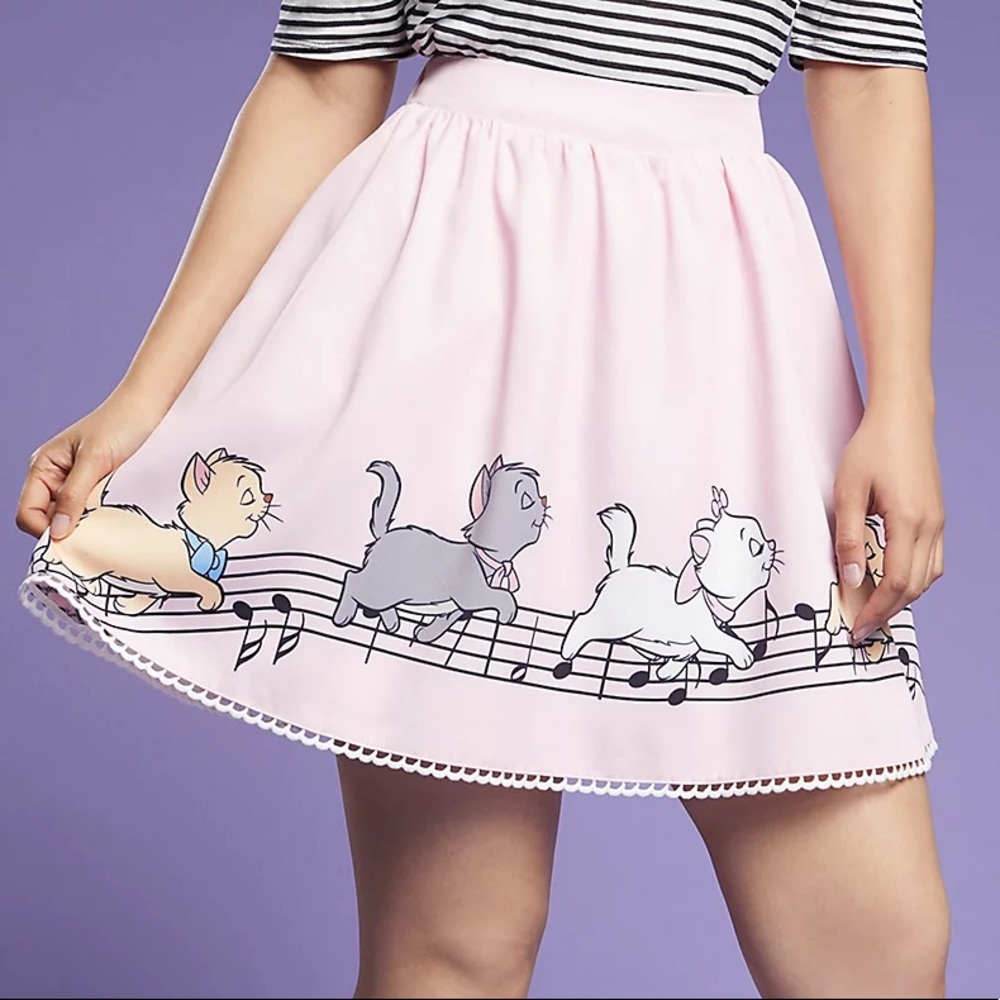 Hot Topic Disney Aristocats Kittens and Music Skirt with Pockets NWT Large
